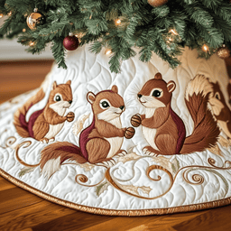 Christmas Squirrel Quilted Tree Skirt Heartfelt Gift Merch For Mom