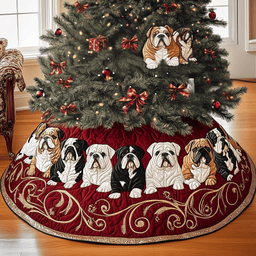 English Bulldog Quilted Tree Skirt Best Gift Merch For Him