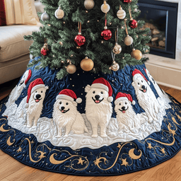 Christmas Samoyed Quilted Tree Skirt Stylish Holiday Decor Gift Merch