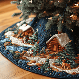 Christmas Winter Wonderland Quilted Tree Skirt Cozy Tree Skirt For Holiday Decor