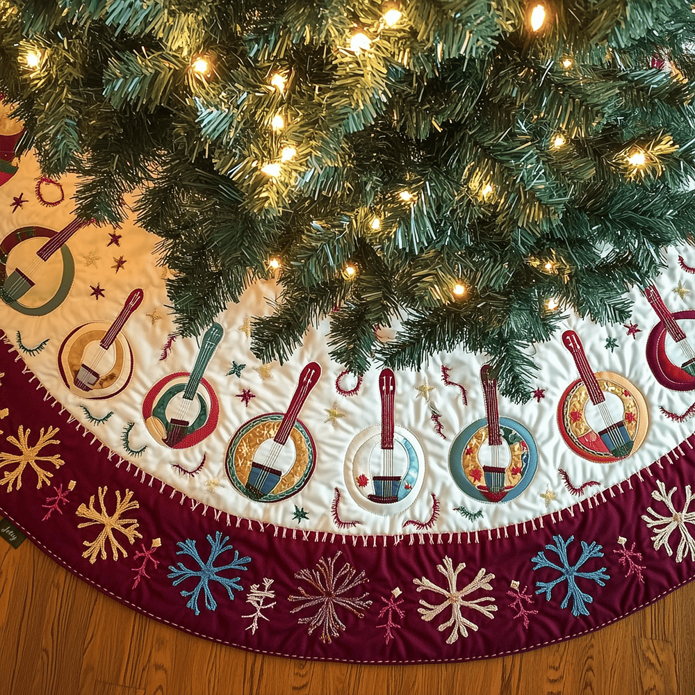 Festive Banjo Quilted Tree Skirt Best Gift Merch For Him