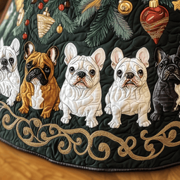 Festive Bulldog Quilted Tree Skirt Charming Holiday Home Merch
