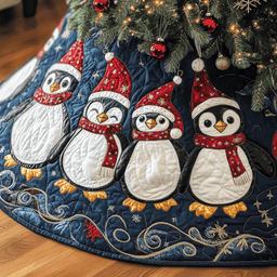 Christmas Penguin Quilted Tree Skirt Magical Christmas Spirit Merch(1)