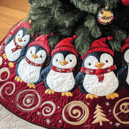 Christmas Penguin Quilted Tree Skirt Joyful Home Merch Collection