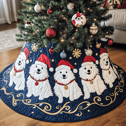 Christmas Samoyed Quilted Tree Skirt Joyful Home Merch Collection