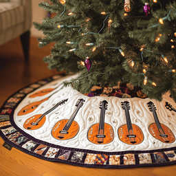 Classical Banjo Quilted Tree Skirt Elegant Christmas Tree Decor Merch