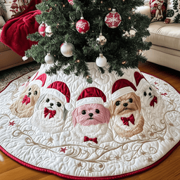 Christmas Shih Tzu Quilted Tree Skirt Special Birthday Gift Merch