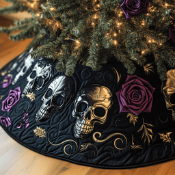Christmas Skull Quilted Tree Skirt Perfect Christmas Gift Merch