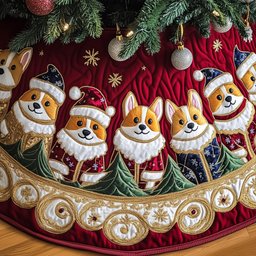 Corgi Charm Quilted Tree Skirt Heartwarming Family Gathering Merch