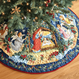 Christs Arrival Quilted Tree Skirt Birthday Merch Gift