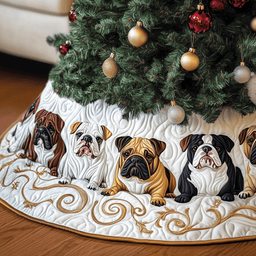 English Bulldog Quilted Tree Skirt Cozy Home Decor Gift Merch