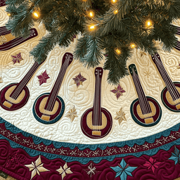 Festive Banjo Quilted Tree Skirt Special Birthday Gift Merch