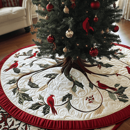 Red Cardinal Quilted Tree Skirt Heartwarming Father�s Day Gift Merch