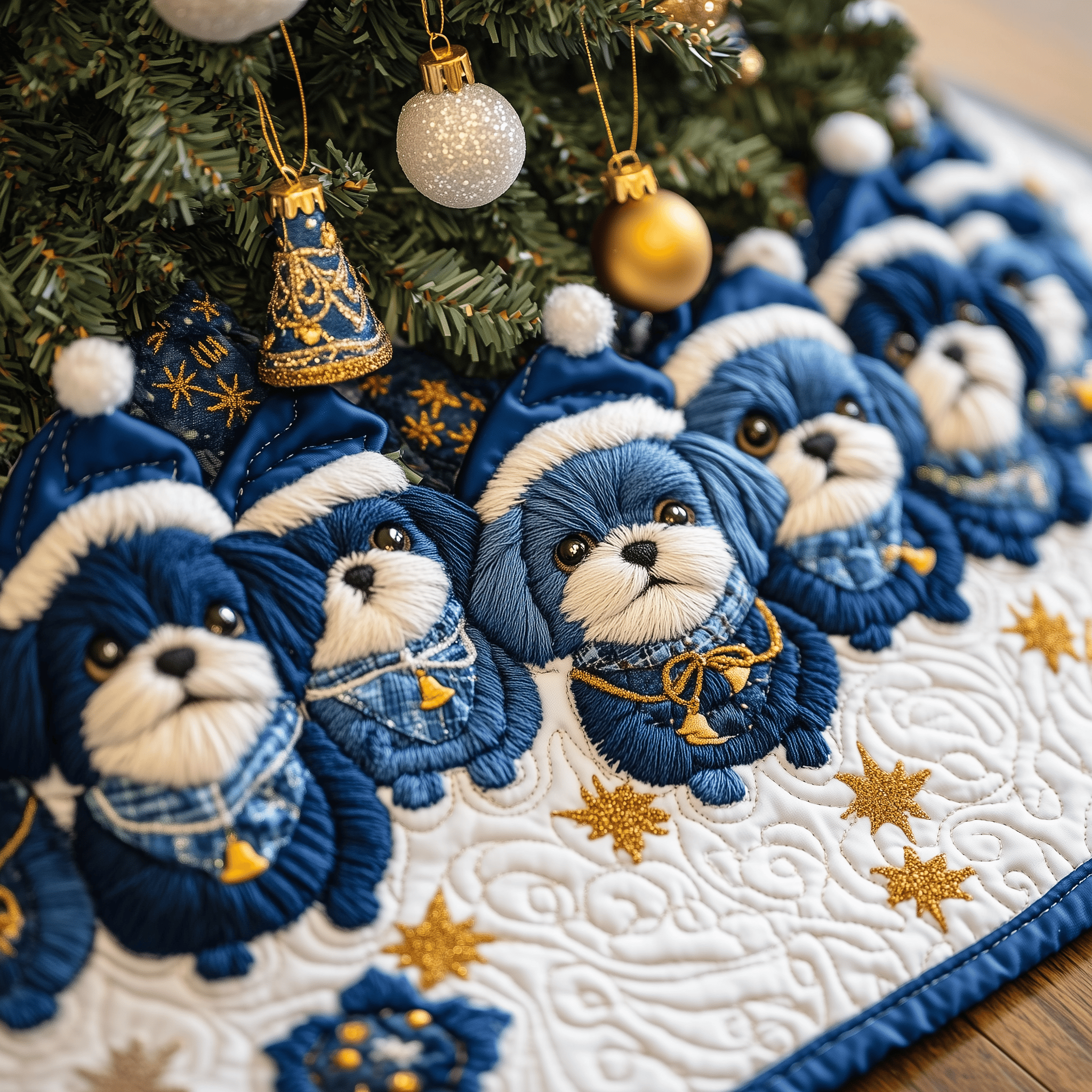 Christmas Shih Tzu Quilted Tree Skirt Best Gift Merch For Him