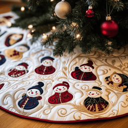 Jolly Snowman Quilted Tree Skirt Holiday Tree Skirt Must-Have