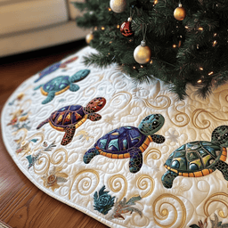 Turtle Quilted Tree Skirt Unique Gift Merch For Friends