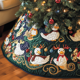 Festive Duck Quilted Tree Skirt Heartwarming Father�s Day Gift Merch