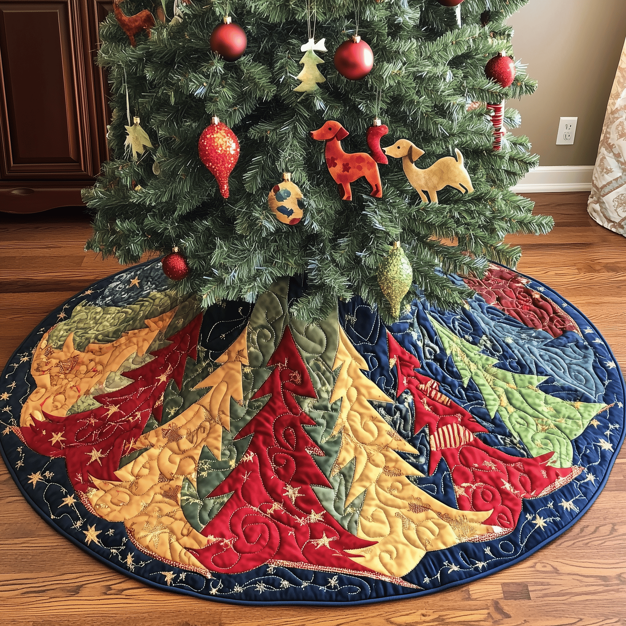 Festive Tree Christmas Quilted Tree Skirt Heartwarming Father�s Day Gift Merch