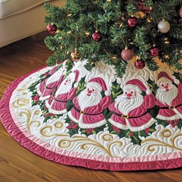 Jolly Santa Quilted Tree Skirt Magical Christmas Spirit Merch