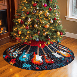 Guitars Quilted Tree Skirt Warm Winter Home Merch