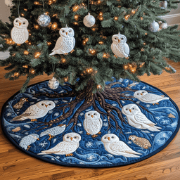 Snow Owls Quilted Tree Skirt Lovely Mother�s Day Gift Merch