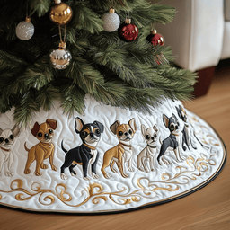 Joyful Christmas Chihuahua Quilted Tree Skirt Cozy Tree Skirt For Holiday Decor