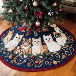 Festive Cat Quilted Tree Skirt Thoughtful Valentine�s Day Gift Merch