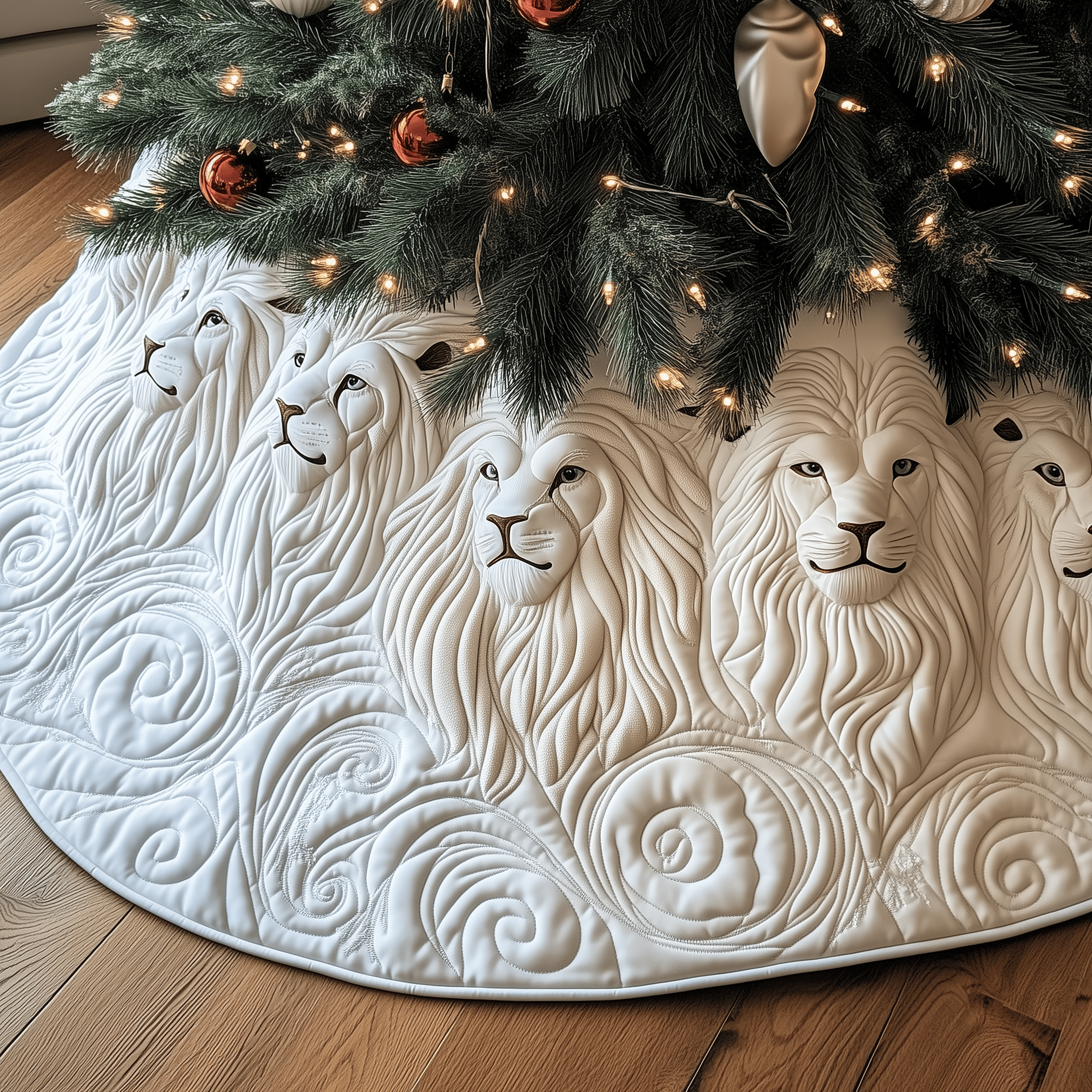 Majestic Lion Quilted Tree Skirt Beautiful Christmas Tree Skirt Merch