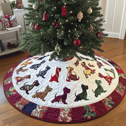 Festive Dog Quilted Tree Skirt Best New Year Gift Merch