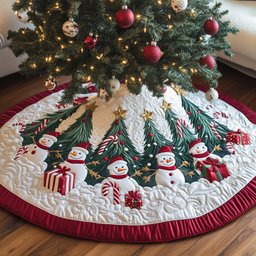 Snowman Lane Quilted Tree Skirt Heartfelt Gift Merch For Mom