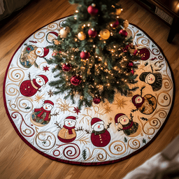 Jolly Snowman Quilted Tree Skirt Heartwarming Father�s Day Gift Merch