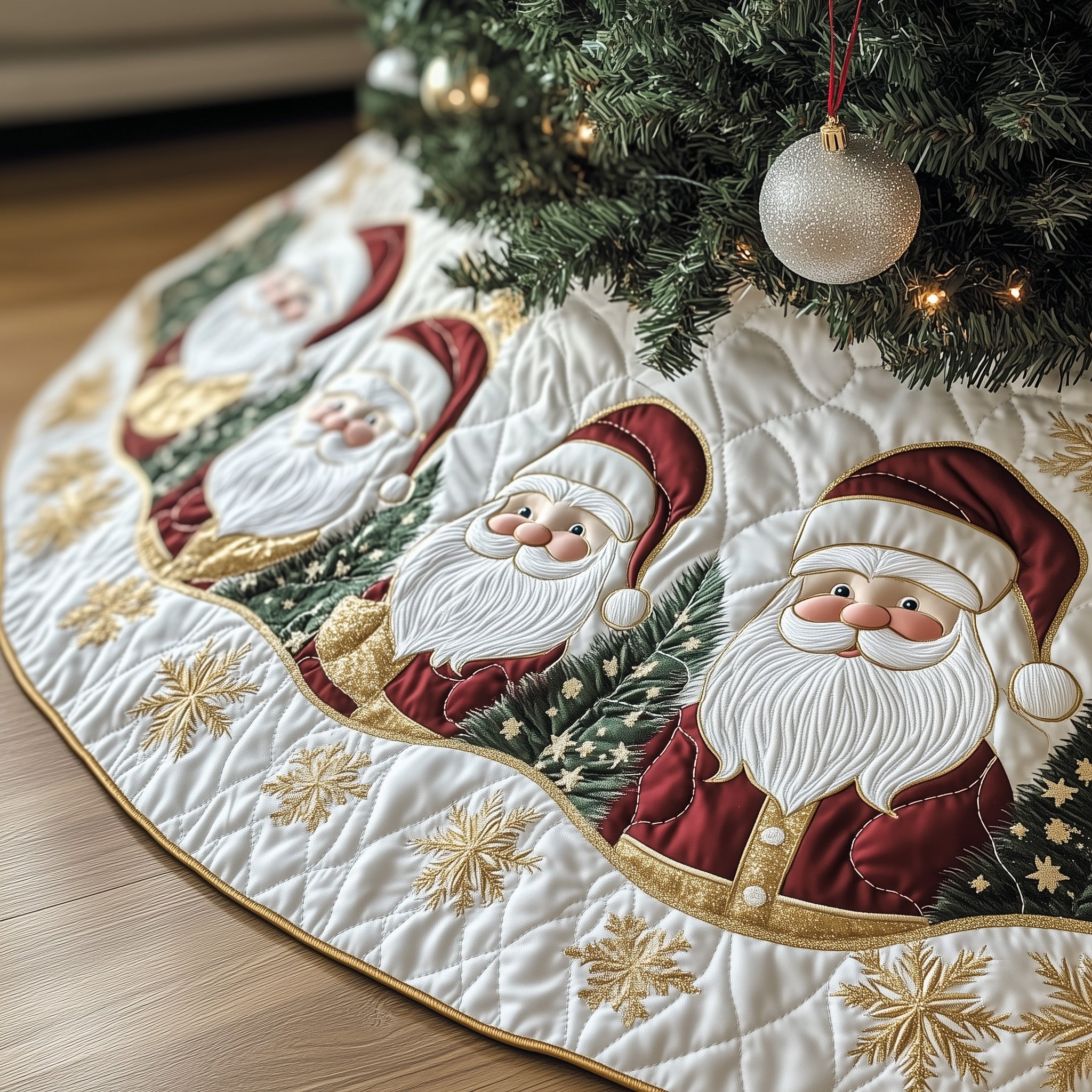 Santa Claus Quilted Tree Skirt Festive Tree Skirt Gift Choice