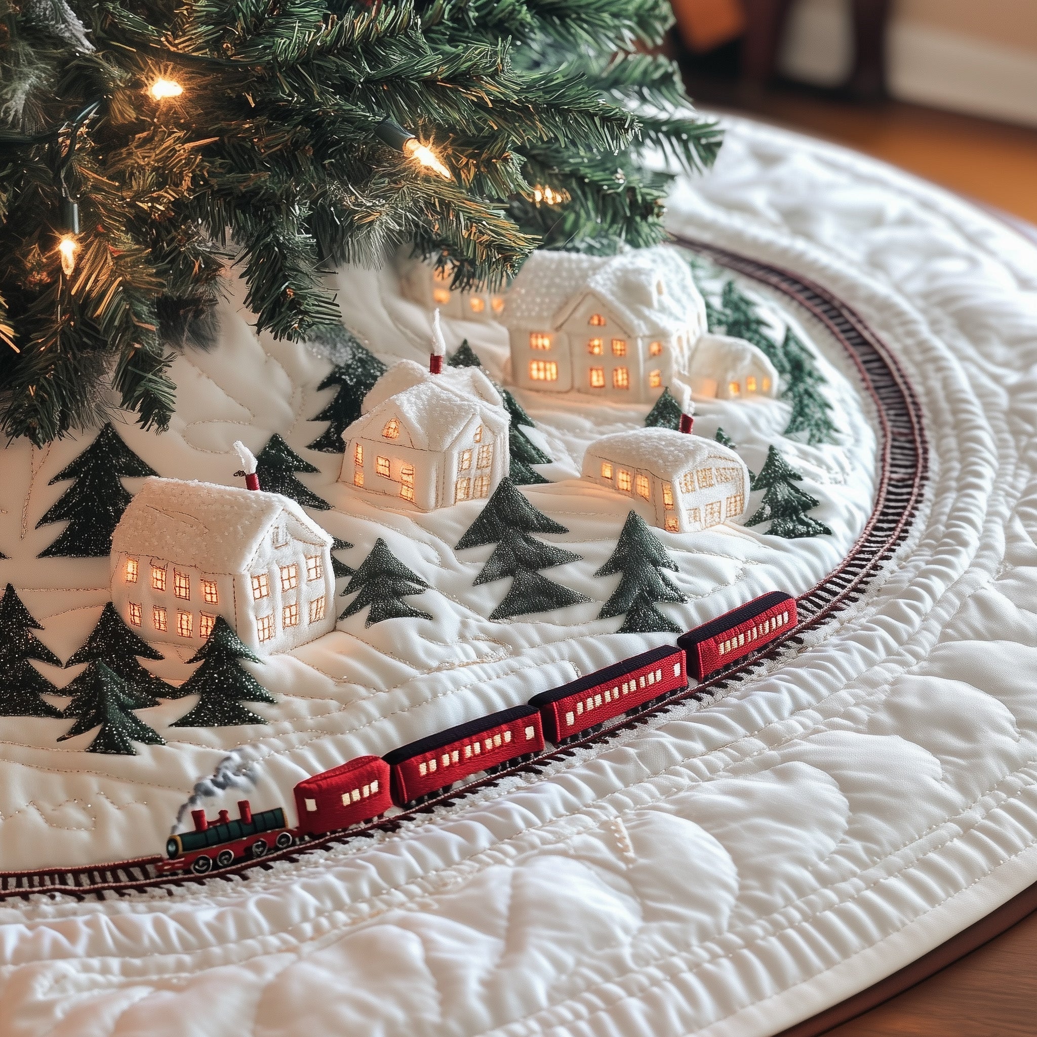 Winter Express Quilted Tree Skirt Magical Christmas Spirit Merch