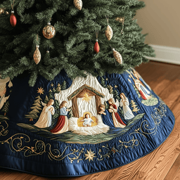 Nativity Scene Quilted Tree Skirt Charming Holiday Home Merch