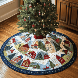 Snowy Village Quilted Tree Skirt Holiday Tree Skirt Must-Have