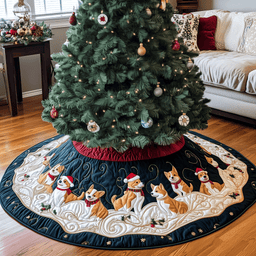 Joyful Christmas Corgi Quilted Tree Skirt Memorable Graduation Gift Merch