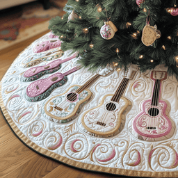 Festive Pinky Ukulele Quilted Tree Skirt Best New Year Gift Merch