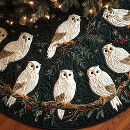 Festive Owl Quilted Tree Skirt Festive Tree Skirt Gift Choice