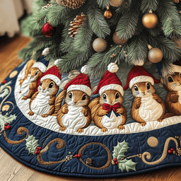 Festive Squirrel Quilted Tree Skirt Best Gift Merch For Him