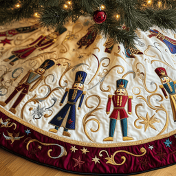 Grumpy Sleepy Nutcrackers Quilted Tree Skirt Lovely Gift Merch For Couples