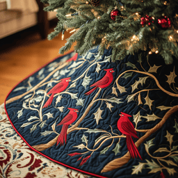 Red Cardinal Quilted Tree Skirt Adorable Easter Gift Merch