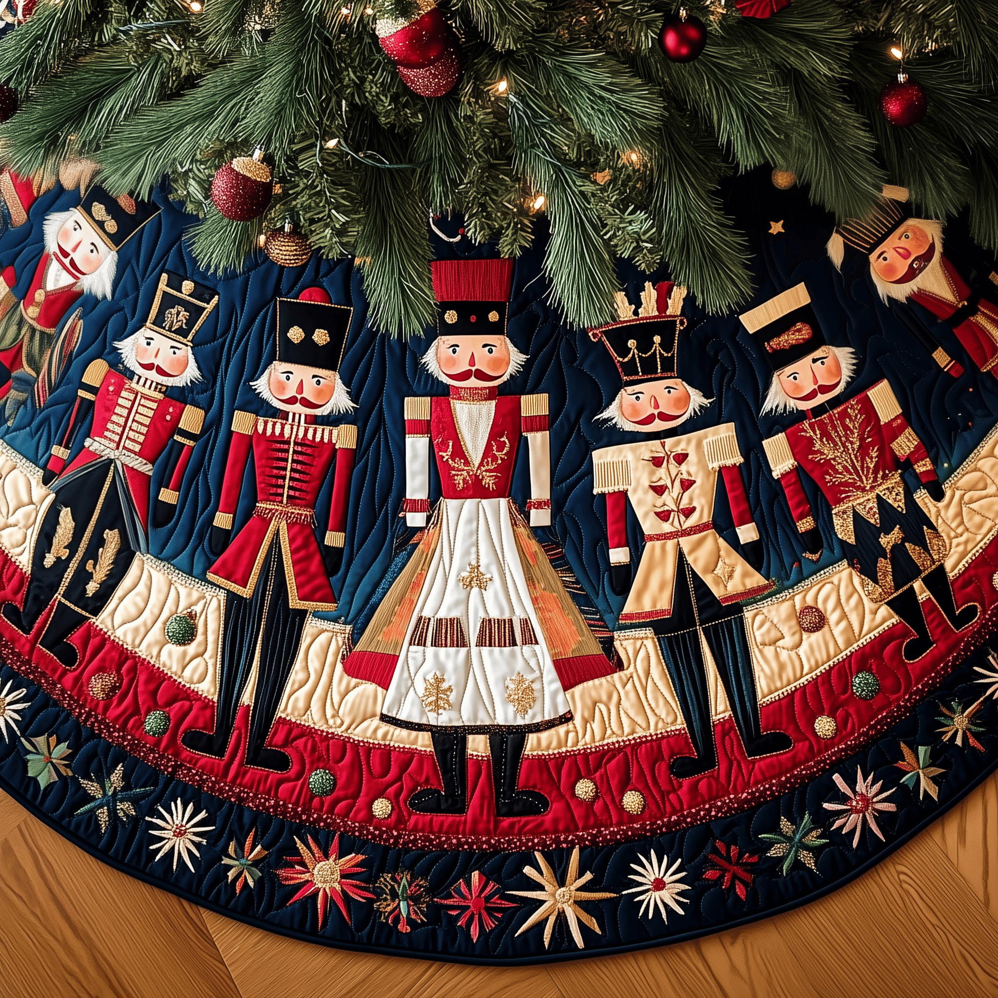 Nutcracker Quilted Tree Skirt Special Birthday Gift Merch