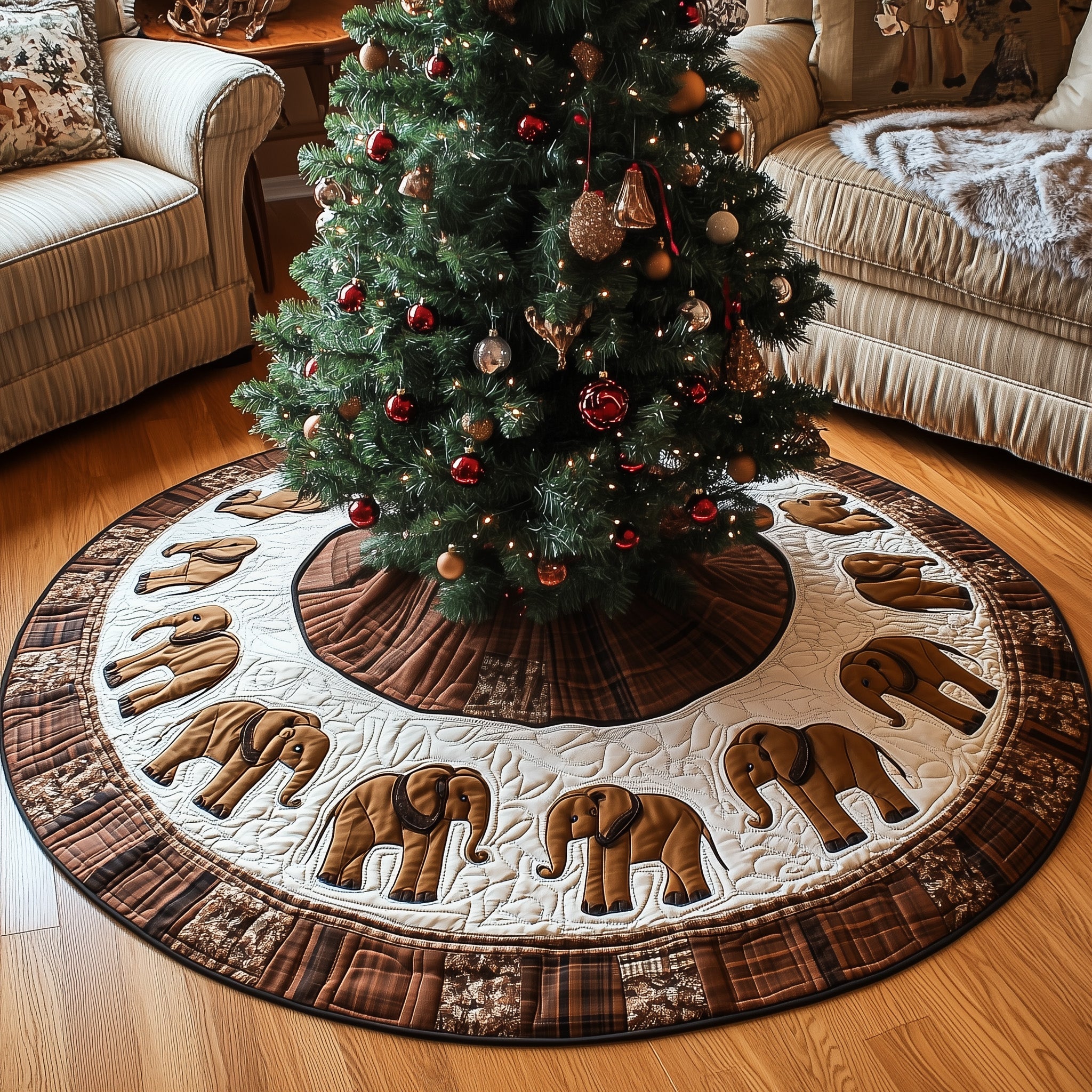 Rustic Elephant Quilted Tree Skirt Beautiful Christmas Tree Skirt Merch