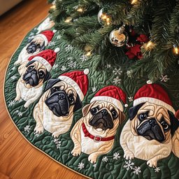 Festive Pugs Quilted Tree Skirt Thoughtful Valentine�s Day Gift Merch