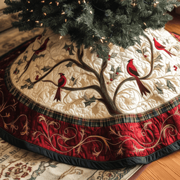 Red Cardinal Quilted Tree Skirt Lovely Mother�s Day Gift Merch
