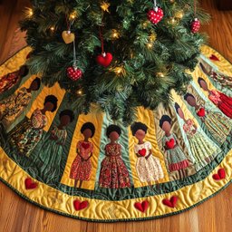 Golden Glow Quilted Tree Skirt Best Gift Merch For Him