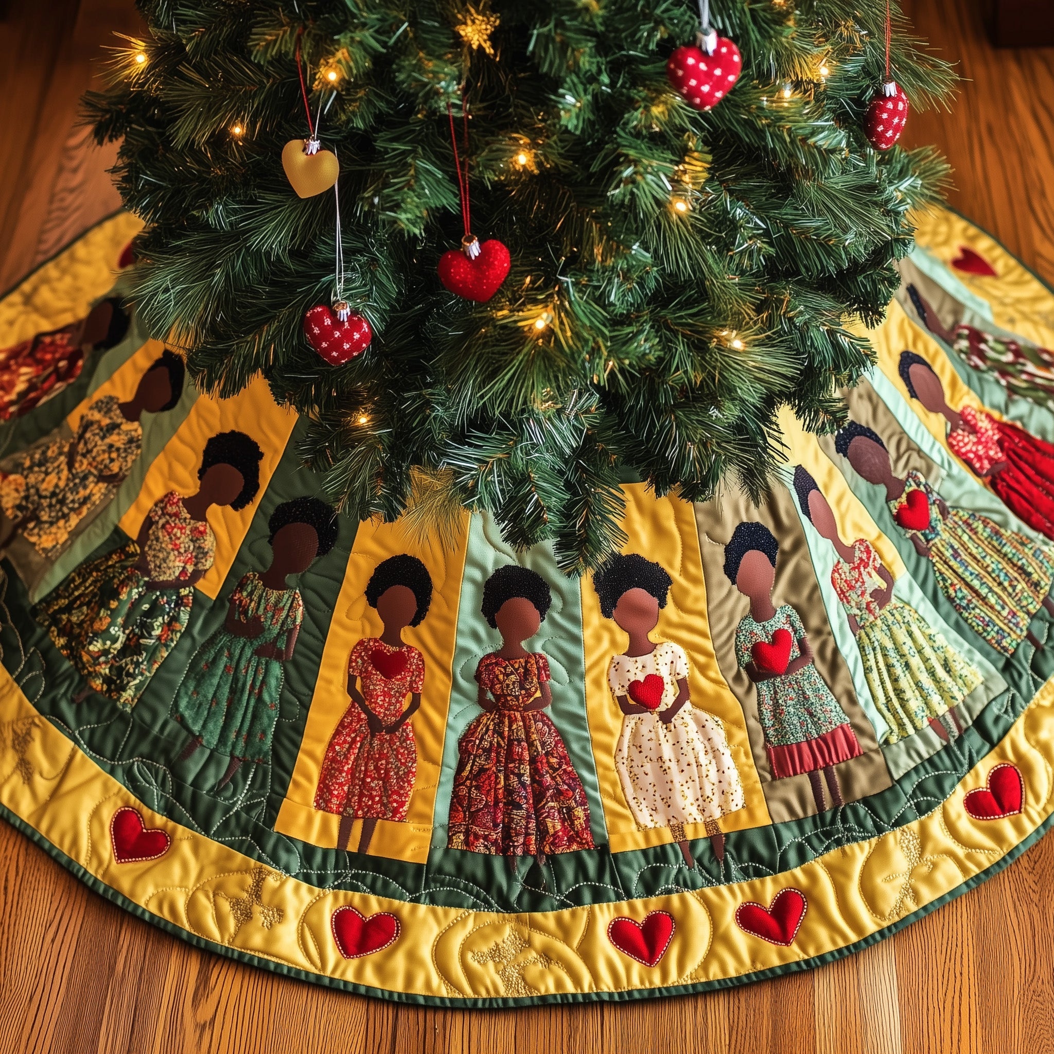 Golden Glow Quilted Tree Skirt Best Gift Merch For Him