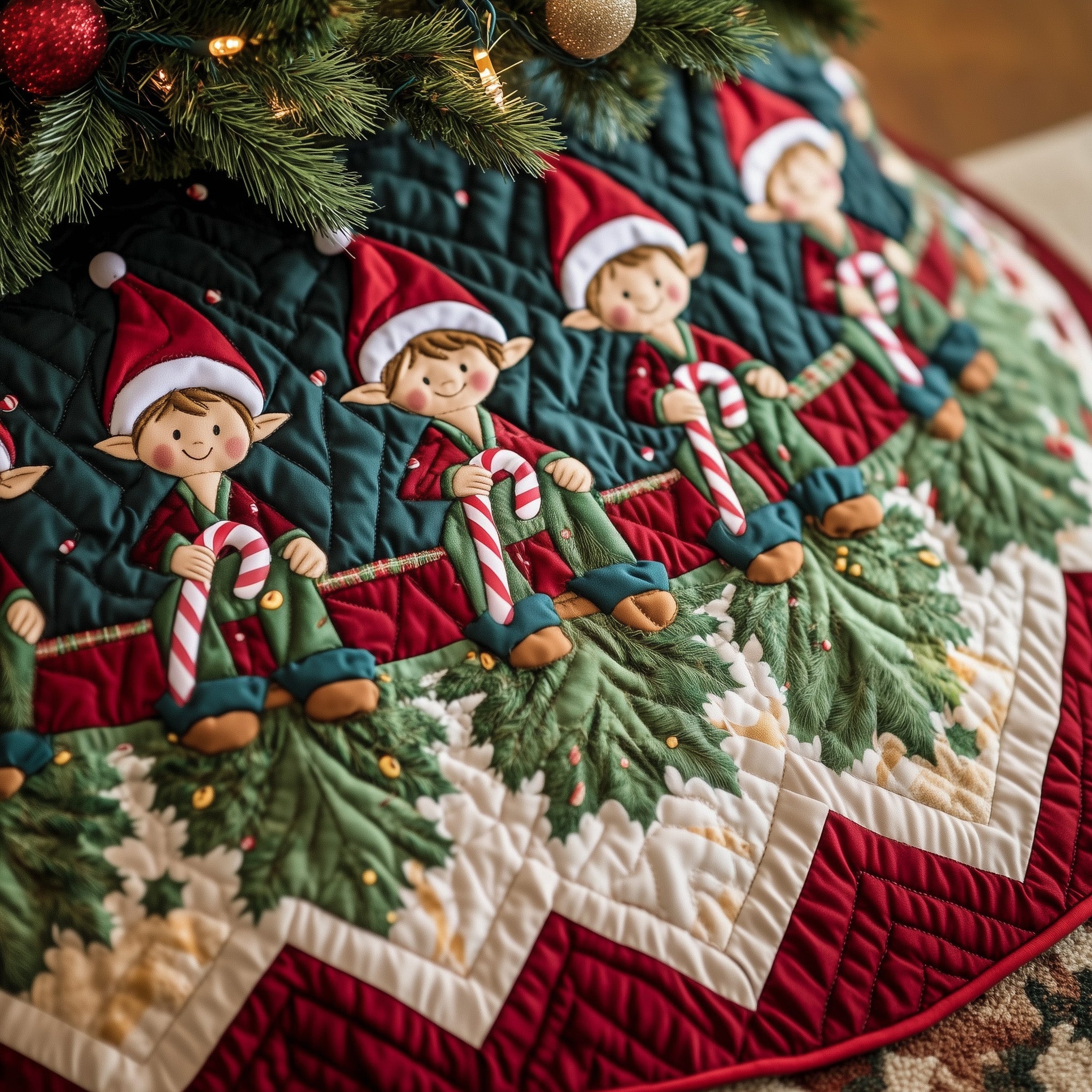 Santa Helper Quilted Tree Skirt Heartwarming Father�s Day Gift Merch