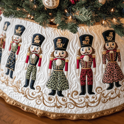 Festive Leopard Nutcracker Quilted Tree Skirt Charming Tree Skirt Gift Idea