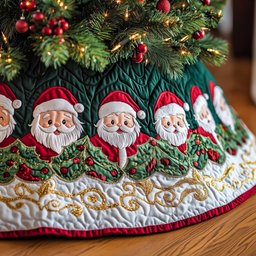 Jolly Santa Quilted Tree Skirt Beautiful Christmas Tree Skirt Merch